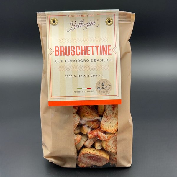 Bruschettine con Pomodoro e Basilico - geröstete Brotscheiben mit Tomate und Basilikum