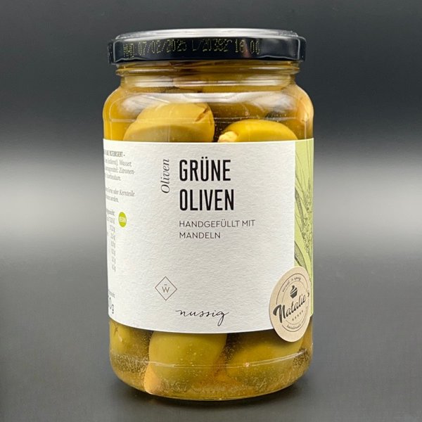 Grüne Oliven - handgefüllt mit Mandeln